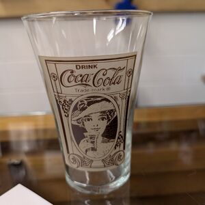 Coca Cola Glass Tumbler with Brown Design